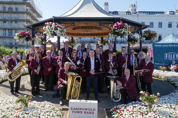 Easingwold Town Band, at Filey Band Stand in 2024.